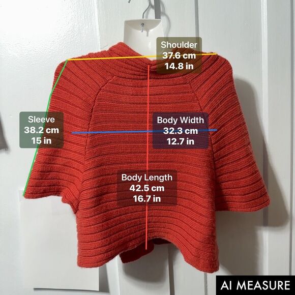 Moth by Anthropologie Rust Wool Knit Cape Sweater - Size M - Picture 9 of 9